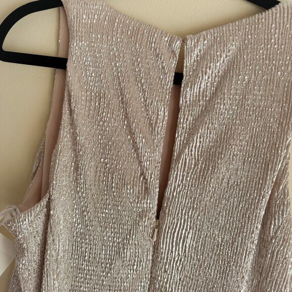 Dessy Collection Rose Gold Soho Metallic Column Front Slide Gown - Size 10 - NWT - Picture 10 of 13